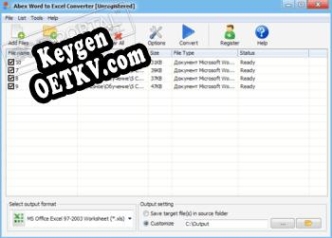 Генератор ключей (keygen)  Abex Word to Excel Converter